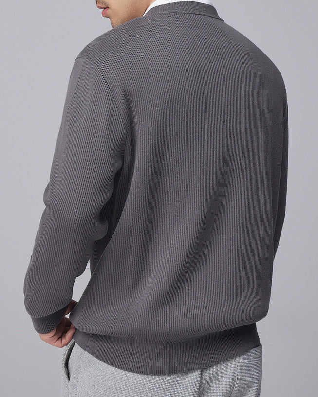 Jersey con cuello en V y tejido vertical