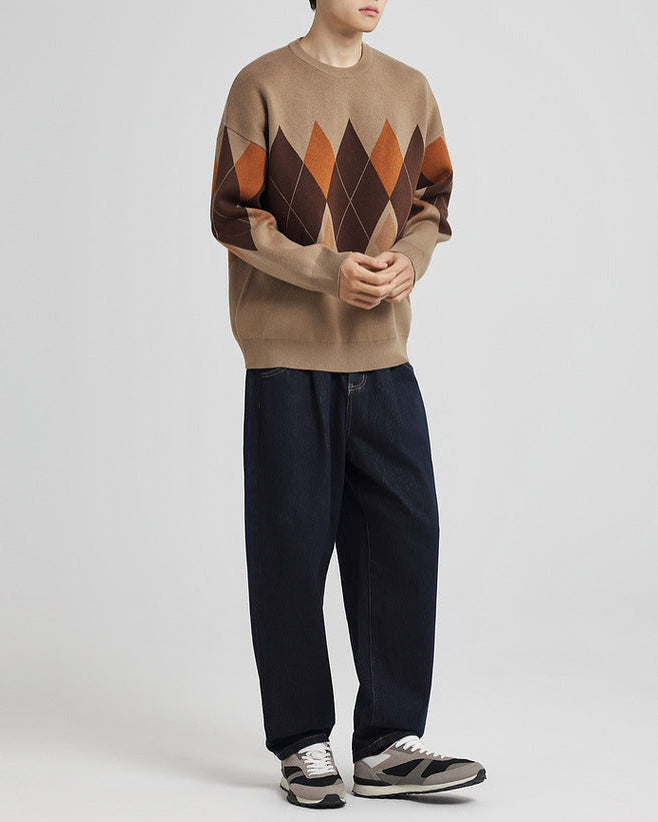 Jersey de cuello redondo a cuadros Diamond