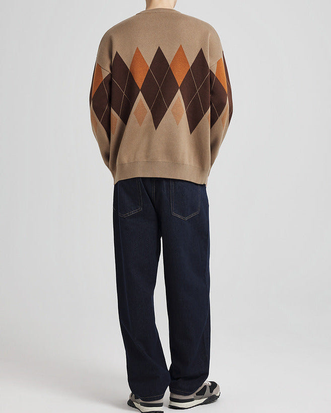 Jersey de cuello redondo a cuadros Diamond