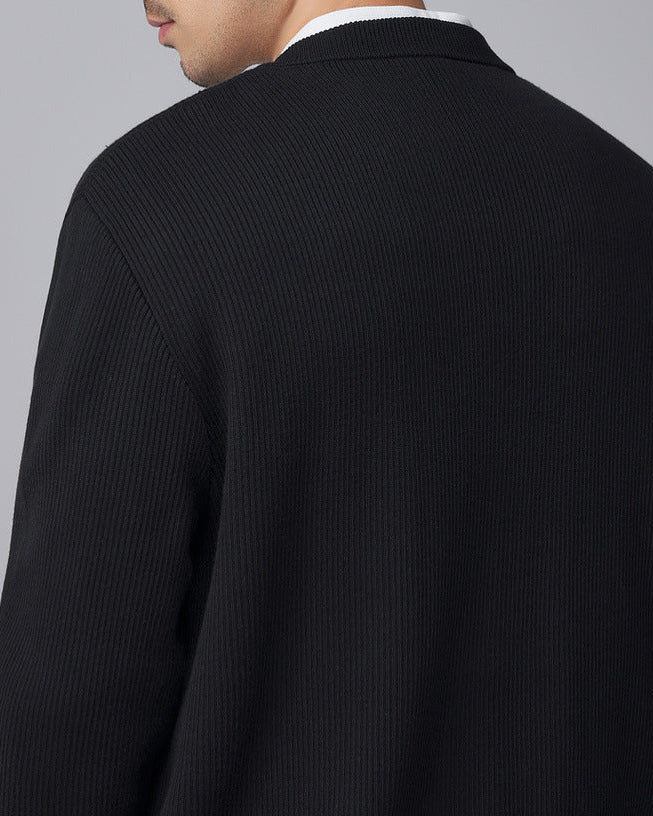 Jersey con cuello en V y tejido vertical