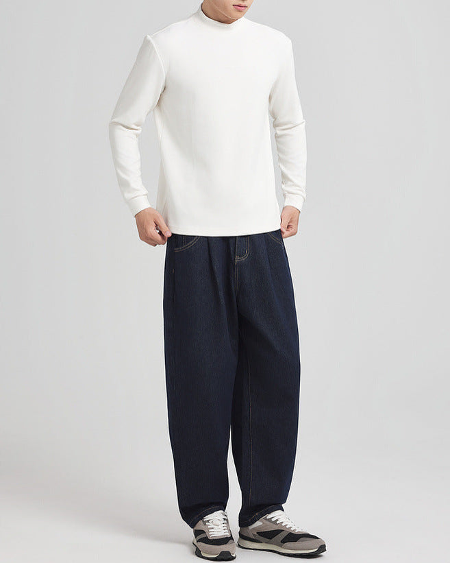 Jersey básico de lana y semicuello alto