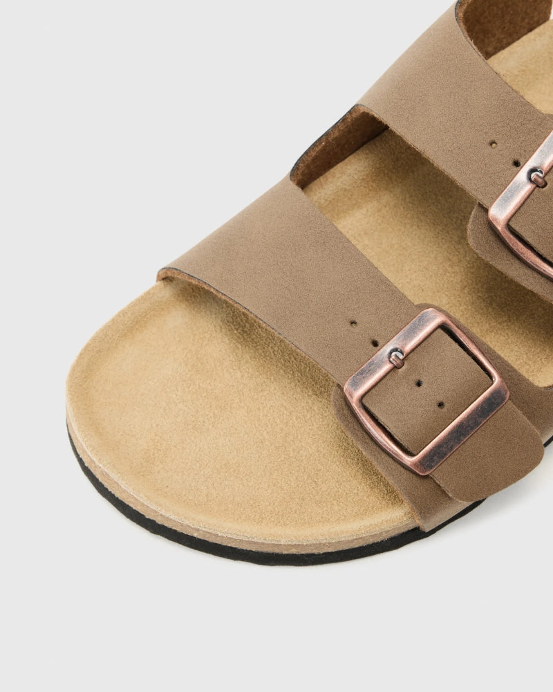 Sandalias de piel ajustables con tira trasera - Beige