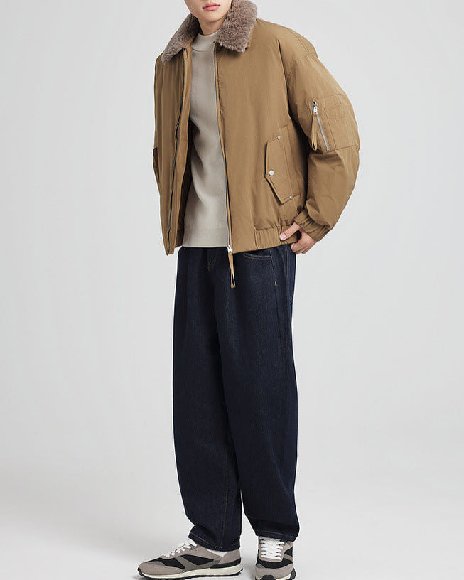 Chaqueta de plumón con cuello de piel desmontable