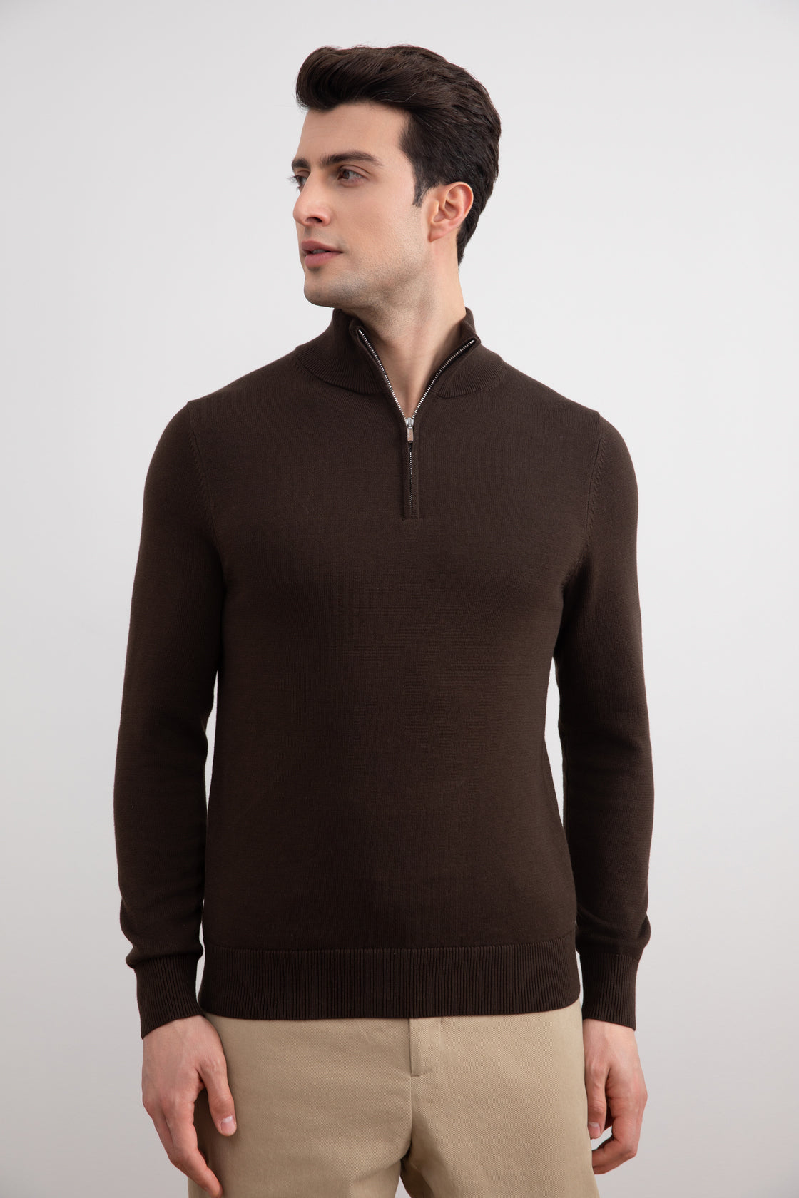 Jersey marrón Half-Zip