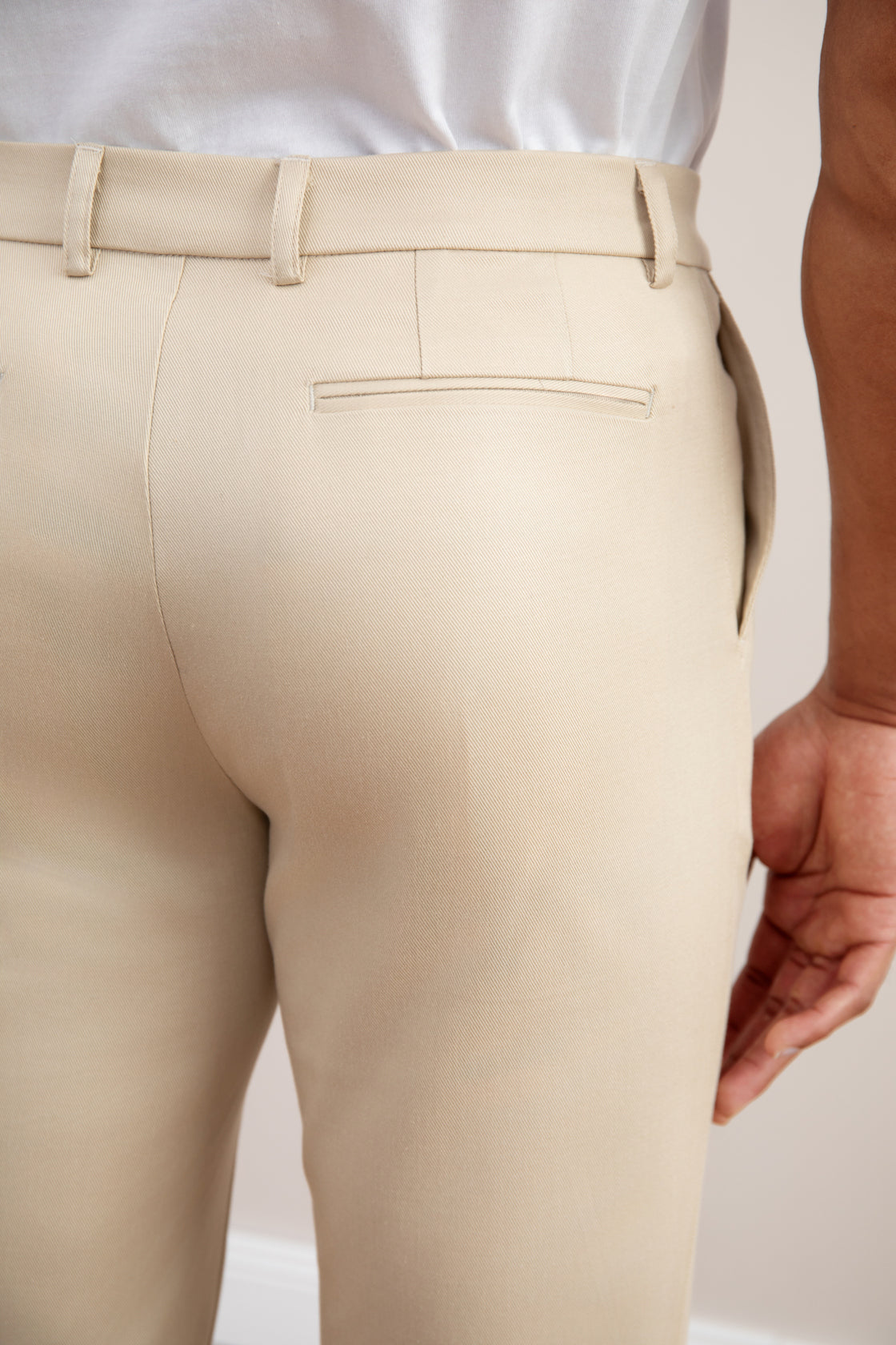 Pantalón Chino Beige Stretch Straight-Fit