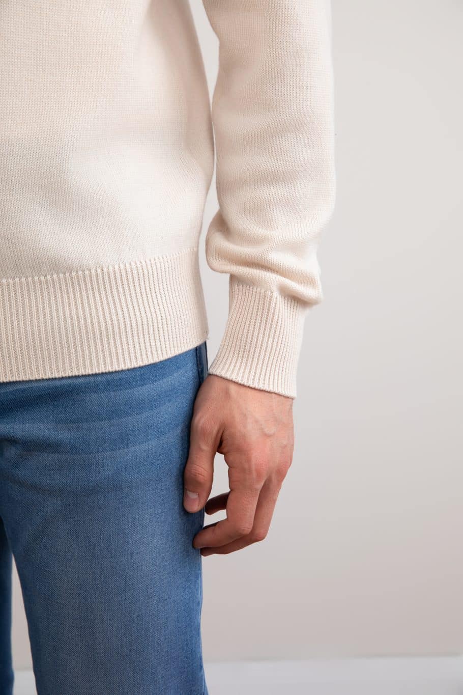 Jersey Half-Zip de lana merina beige