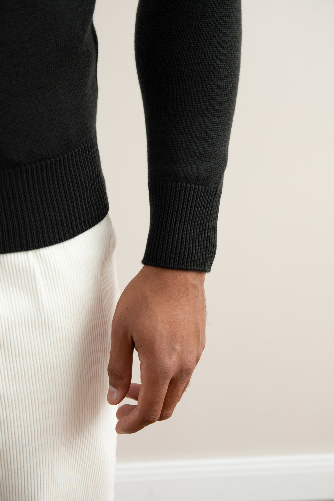 Jersey Half-Zip de lana merina gris oscuro