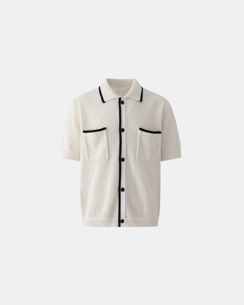 Camisa de punto con textura y ribete en contraste