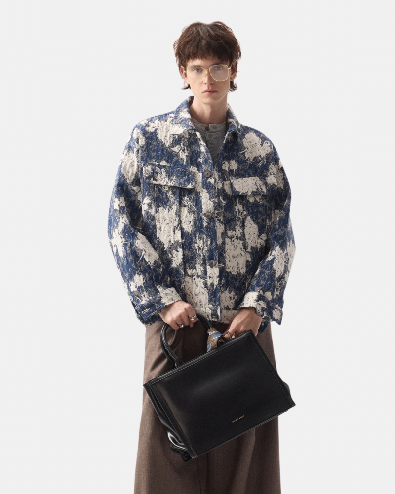 Chaqueta overshirt índigo abstracta