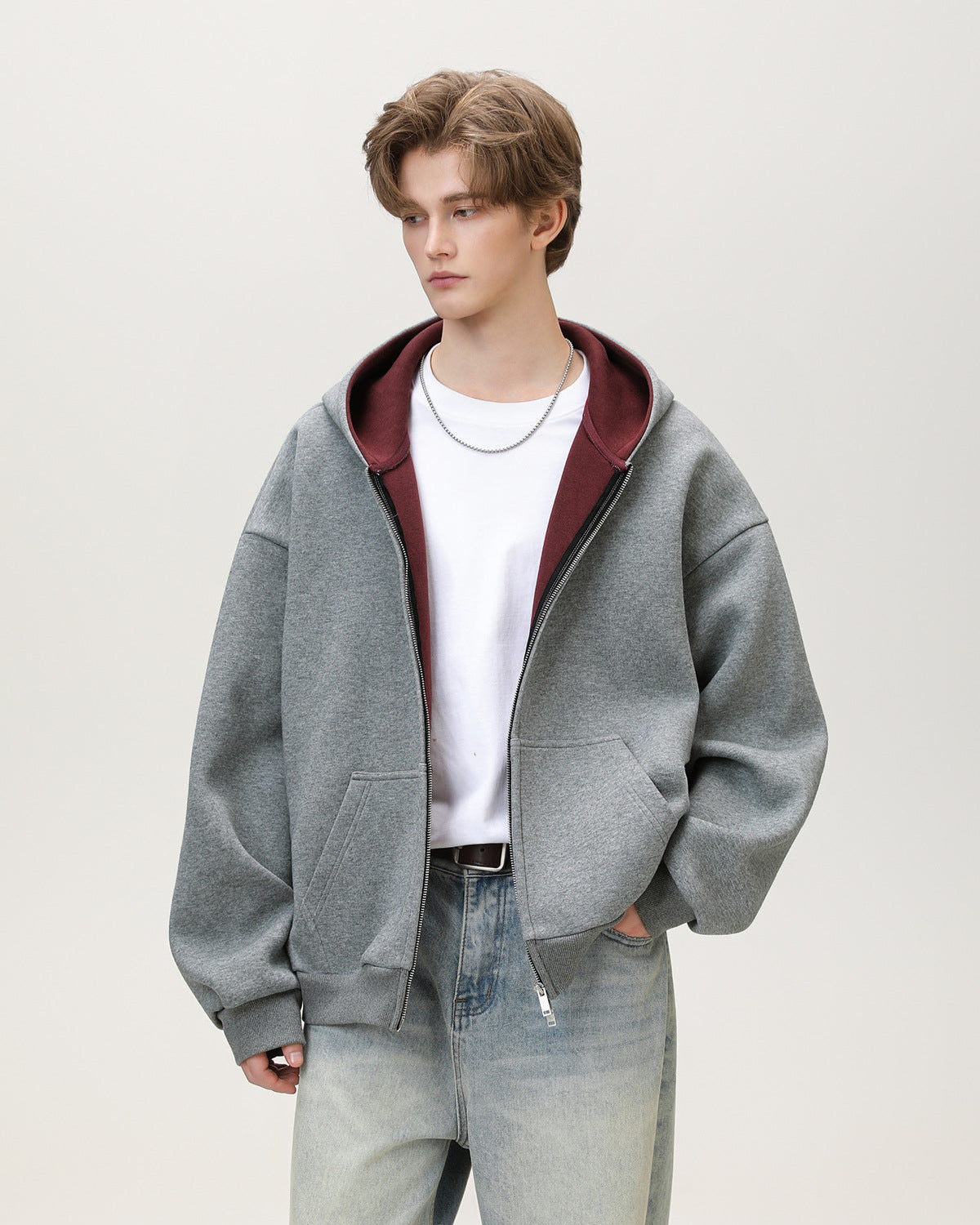 Sudadera con cremallera oversize reversible