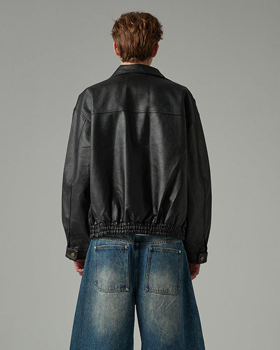 Cazadora bomber de piel estructurada Ravenwood