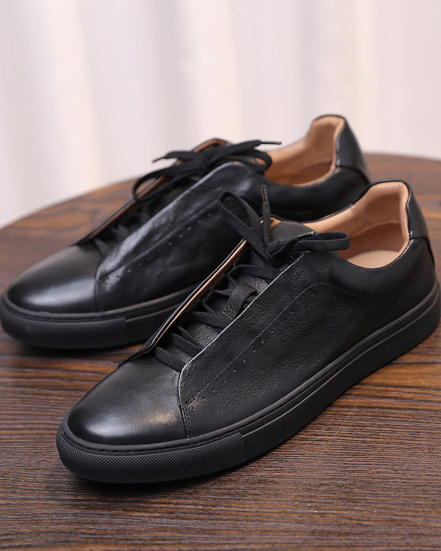 Zapatillas bajas de piel Softey® - Negras