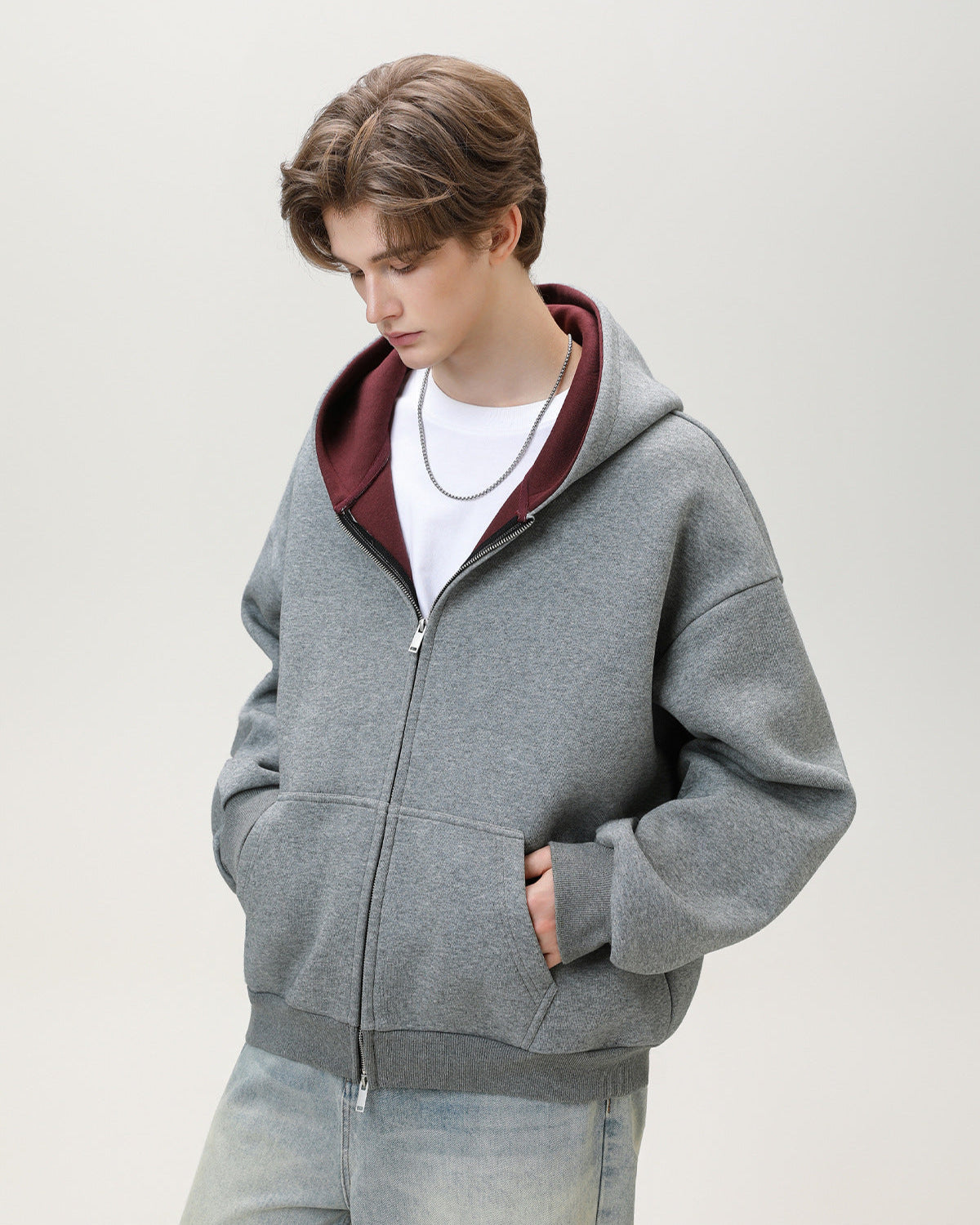 Sudadera con cremallera oversize reversible