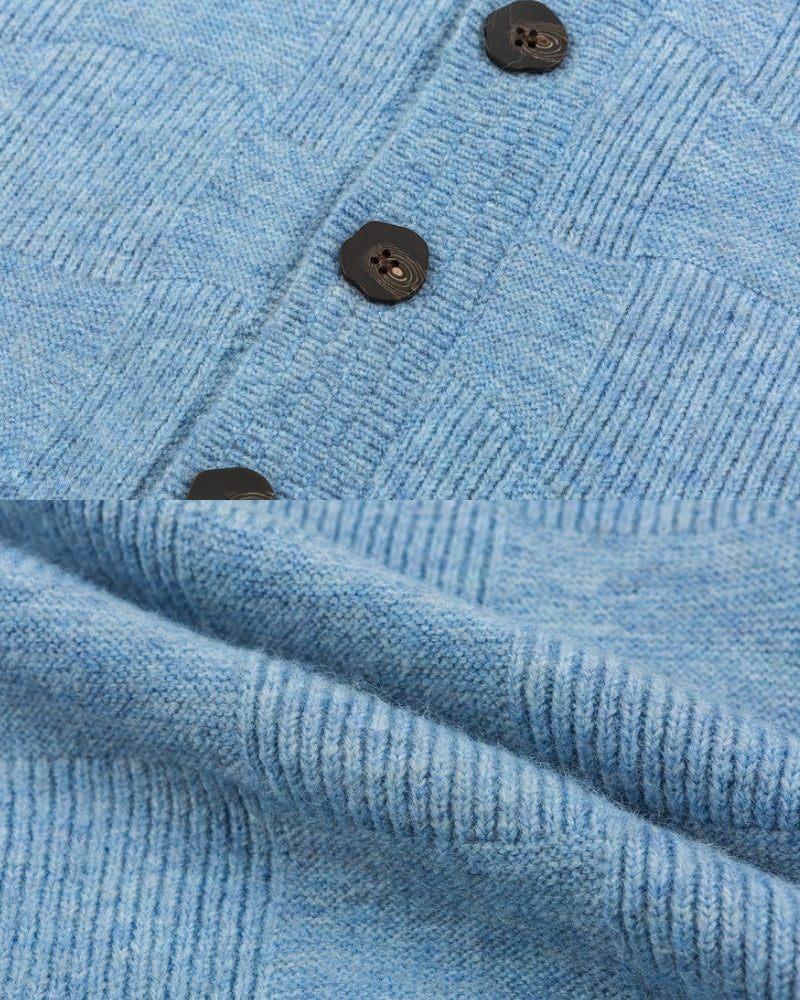 Block Synogram kuvioitu neulottu neuletakki painike Cardigan