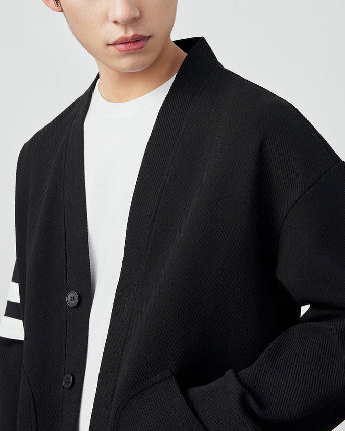 Twill tekstuuri raidallinen kontrasti Cardigan