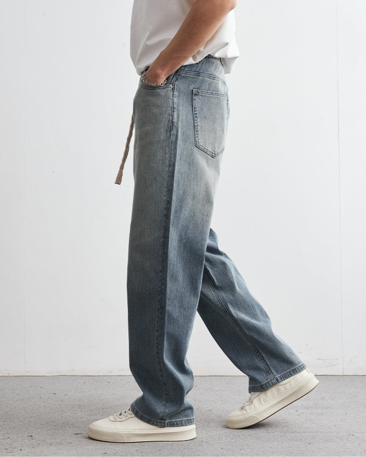 Haalistuneet Big Laces Drawstring-suorat farkut