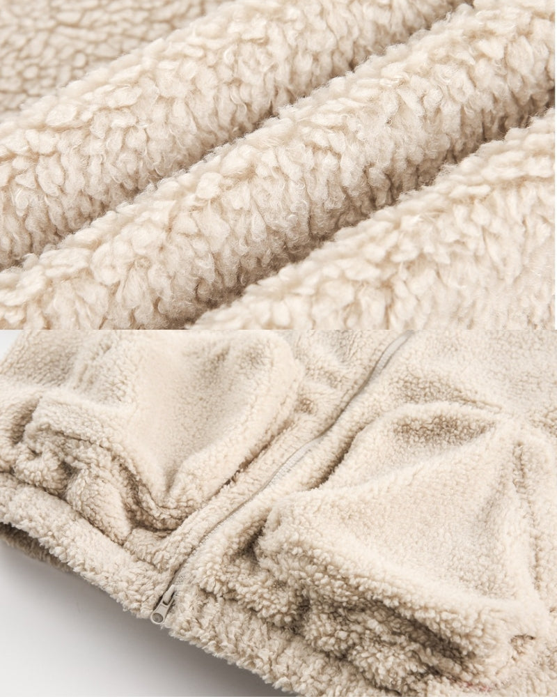 Teddy Relaxed Fit Fleece vetoketjullinen takki