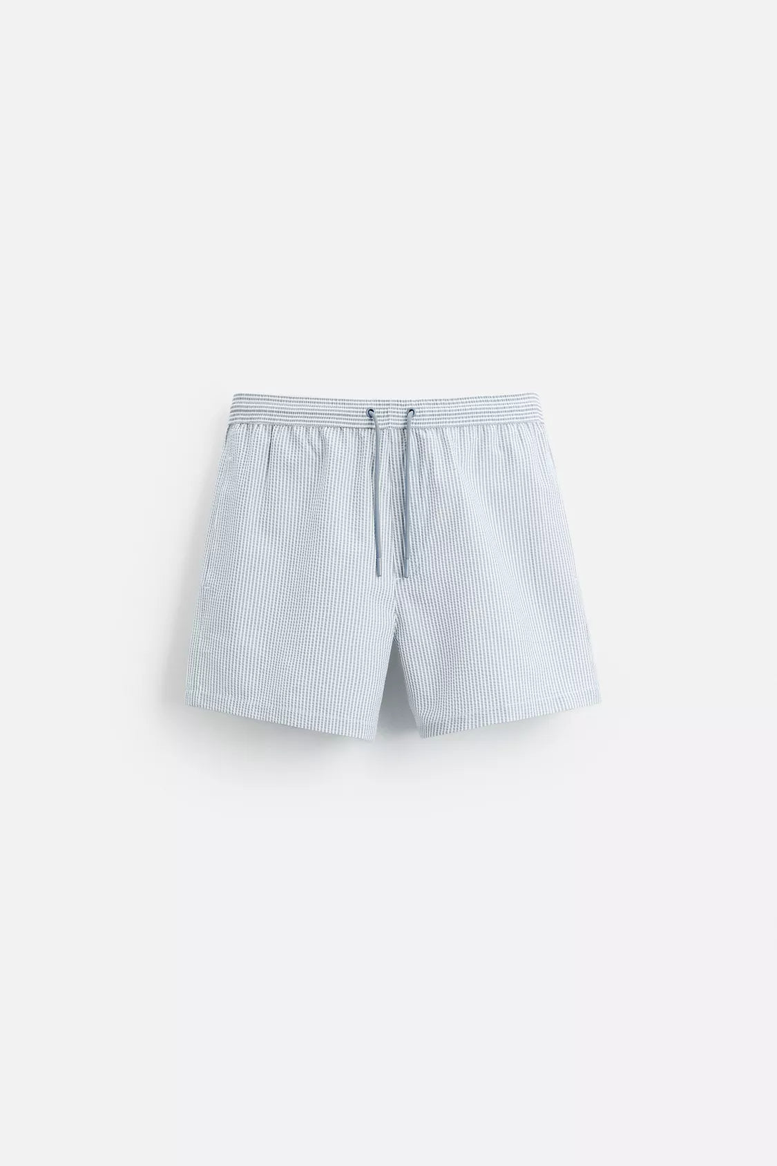 SEERSUCKER MID-LENGTH SWIMMING TRUNKS - Ocean Blue - Ocean Blue