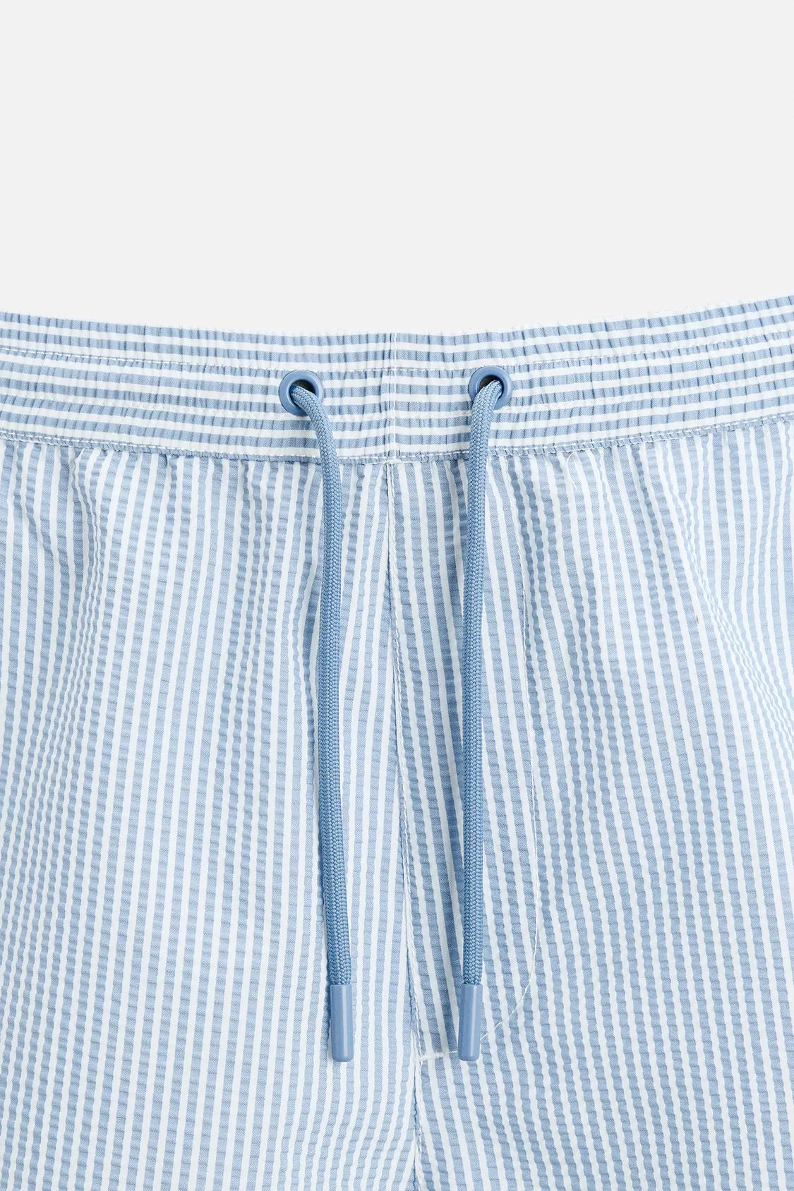 SEERSUCKER MID-LENGTH SWIMMING TRUNKS - Ocean Blue - Ocean Blue