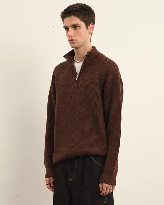 Vintage Loop-neulottu puoliksi vetoketjullinen villapaita