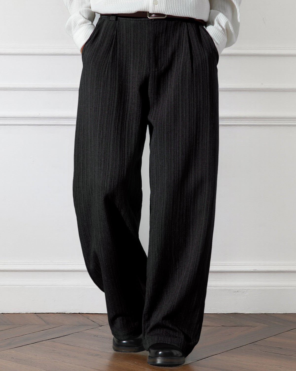 Etro Draped Striped Trousers - väljät laskostetut suoralahkeiset housut - Loose Pleated Straight-Leg Fit