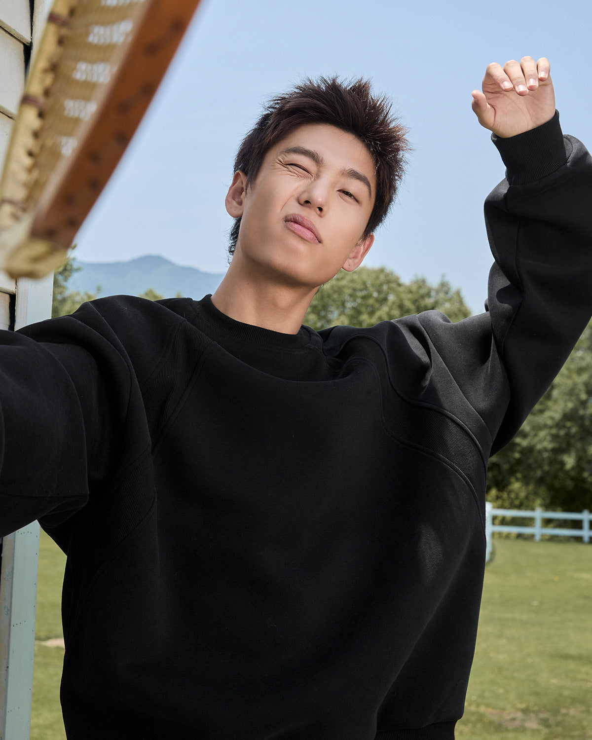 The Structured Splice Cotton Crewneck Sweater