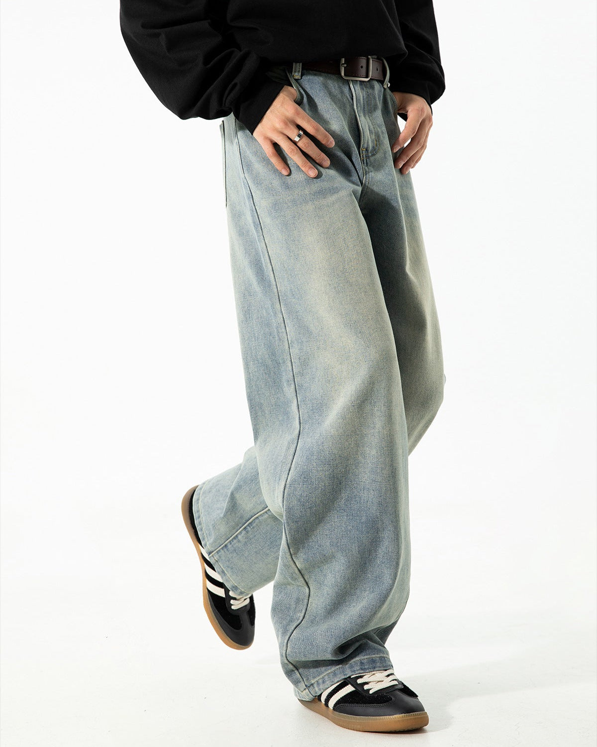 The Stonewash Draped Denim Jeans