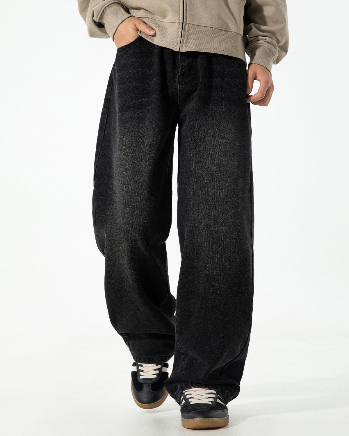 The Stonewash Draped Denim Jeans