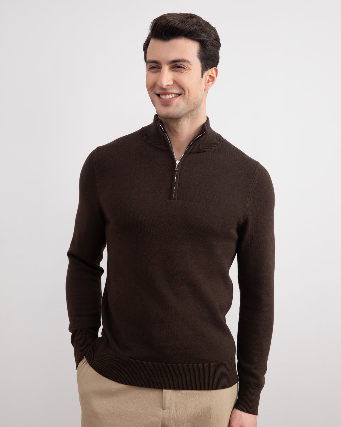 Pull Half-Zip marron