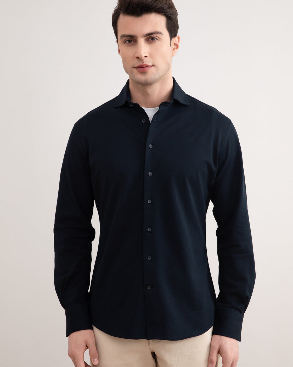 Chemise en coton piqué marine