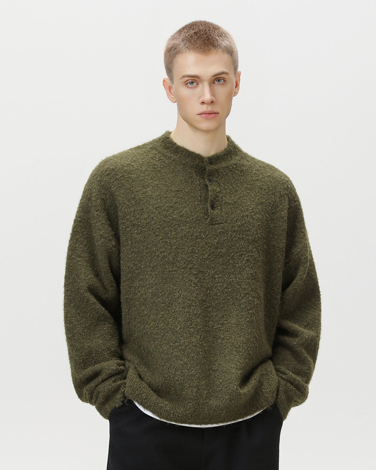 Heritage Wool Blend Oversized Polo Sweater (Pull polo surdimensionné en laine)
