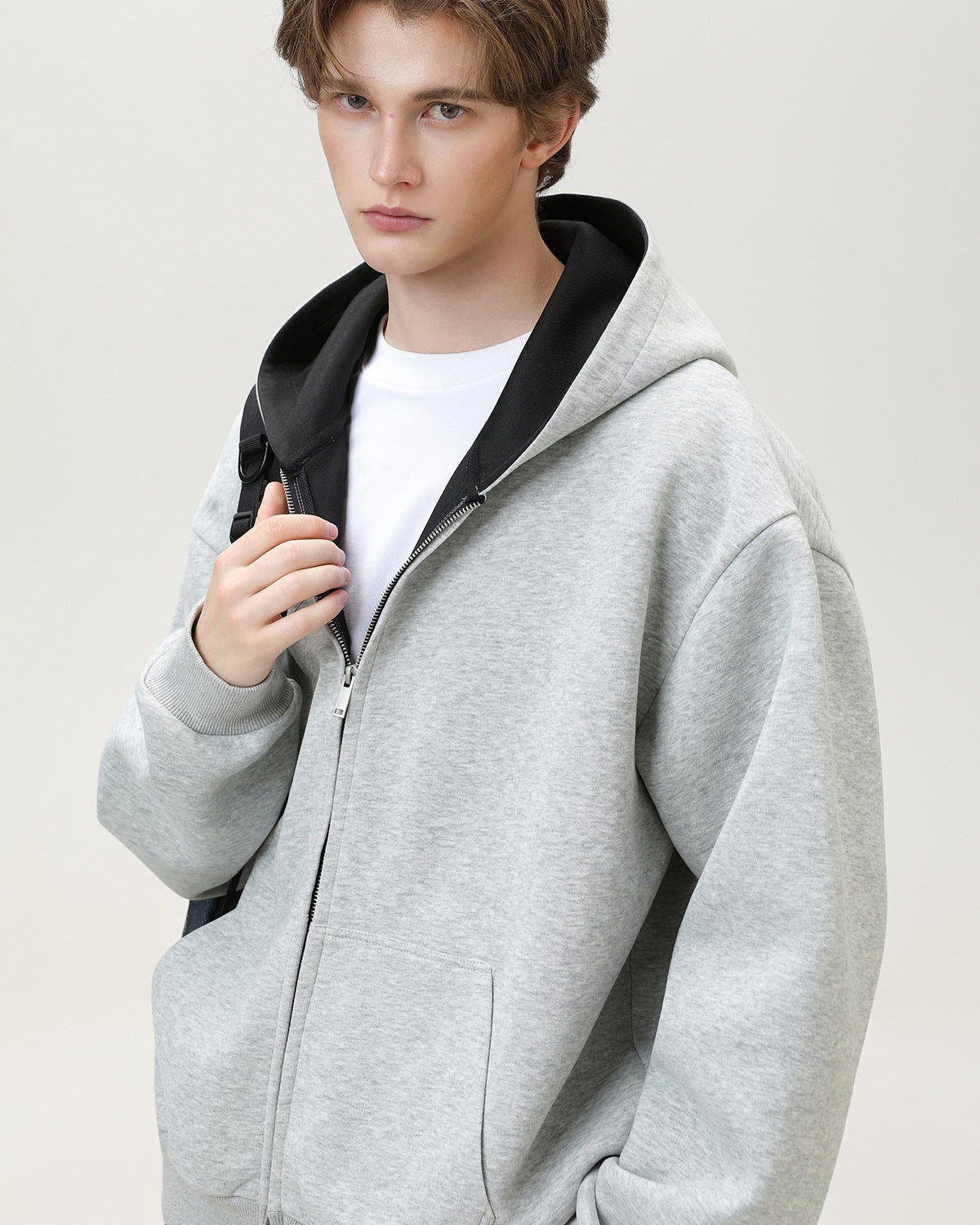 Sweat à capuche zippé réversible