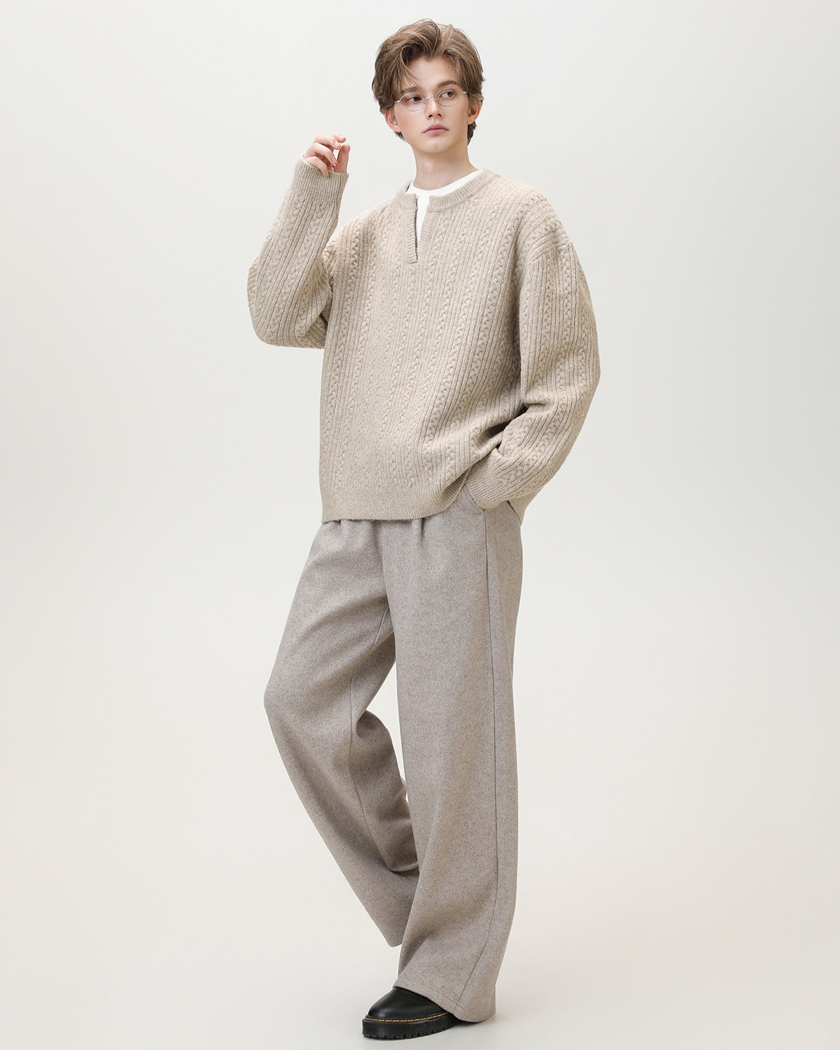 Pull en tricot à col fendu