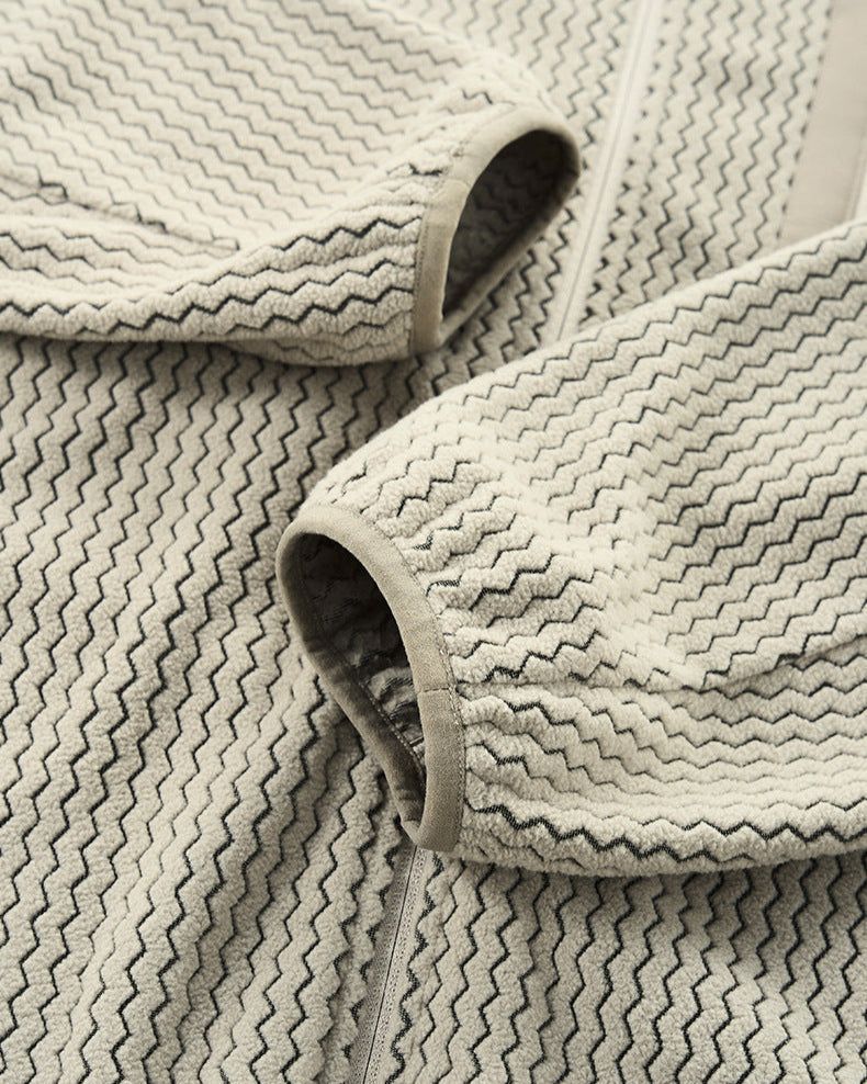 The Waffle Pattern Zip Hooded Hooded Jacket