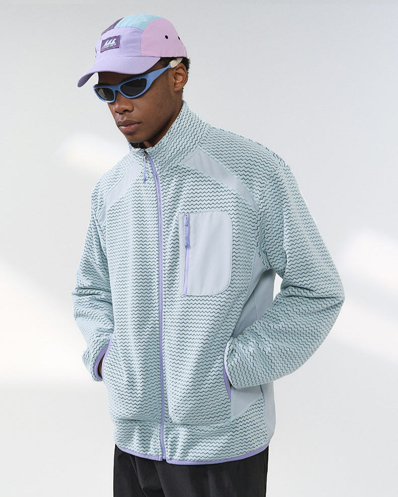 La veste zippée à motif gaufré
