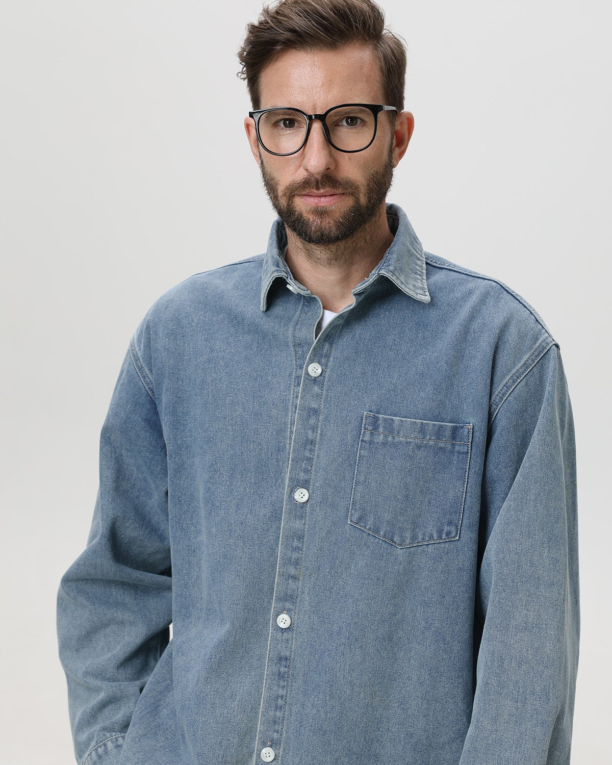 Kaos Lengan Panjang Denim Vintage Amerika