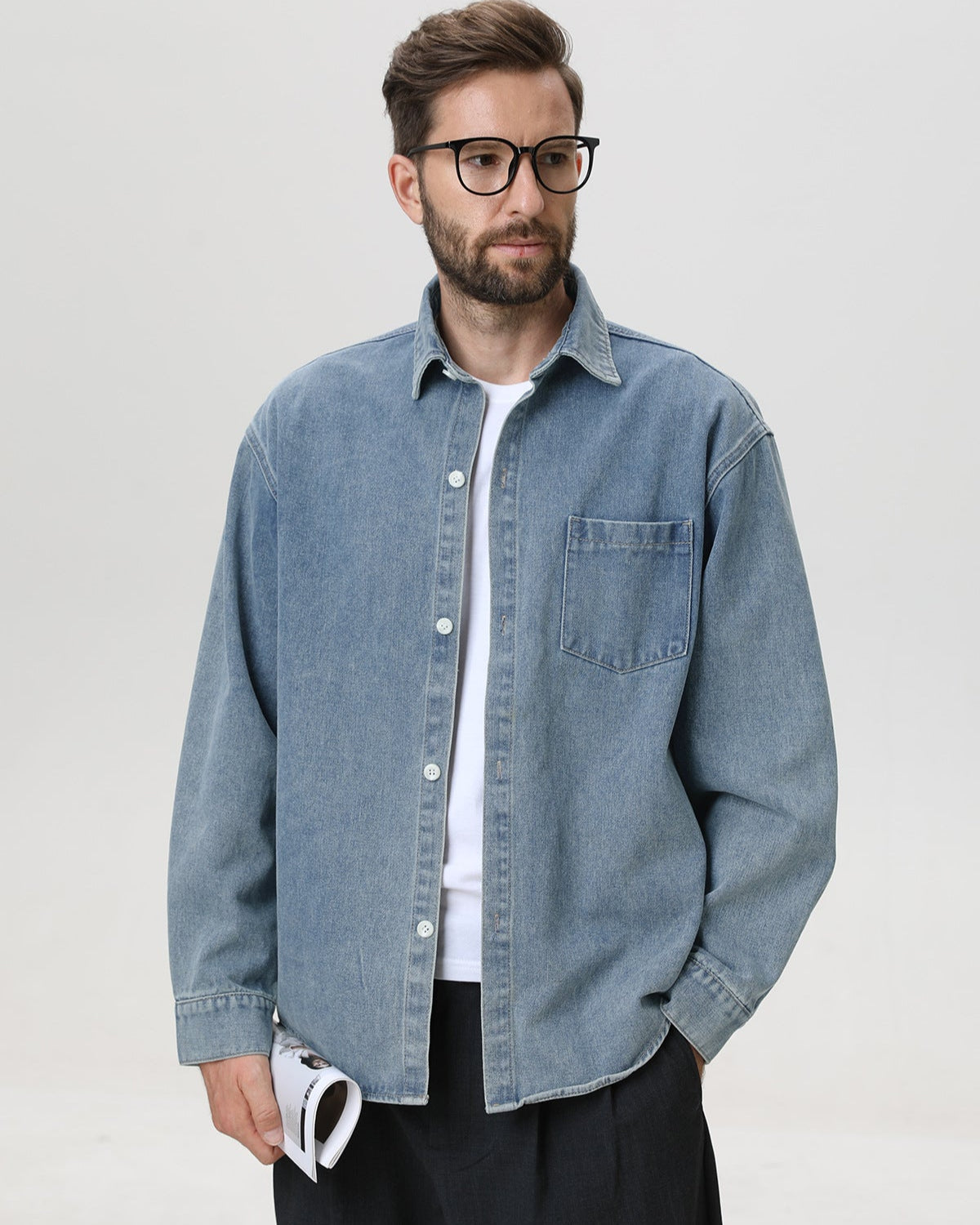 Kaos Lengan Panjang Denim Vintage Amerika