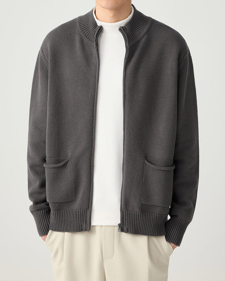 Mo Maike UrbanCraft Cardigan a collo alto a maglia spessa