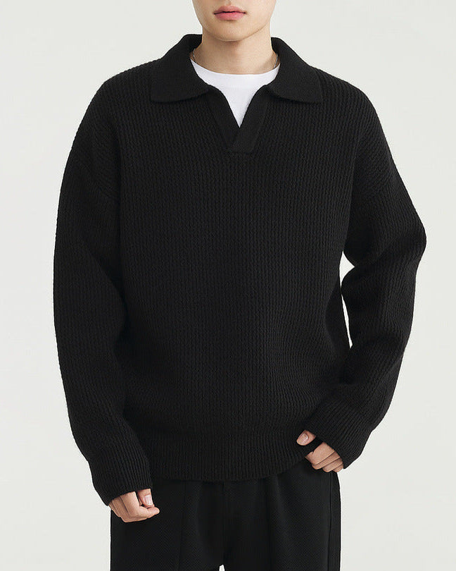 Maglione polo vintage con colletto a gabbiano