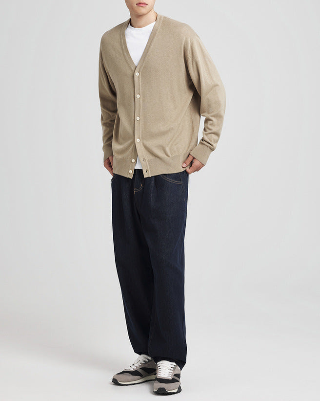 Cardigan con scollo a V in misto lana