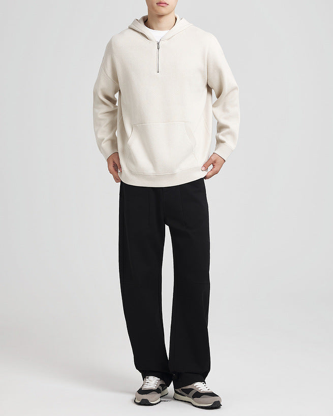 Maglione con cappuccio a mezza zip