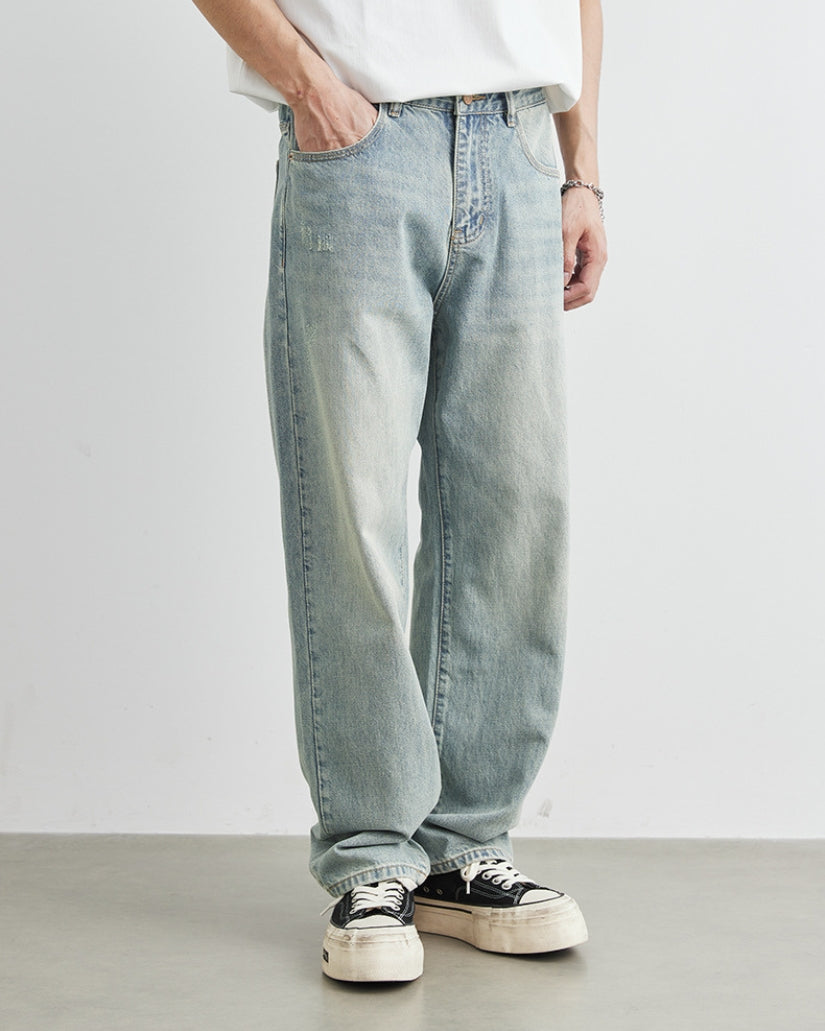 Jeans Taper rilassati con lavaggio vintage