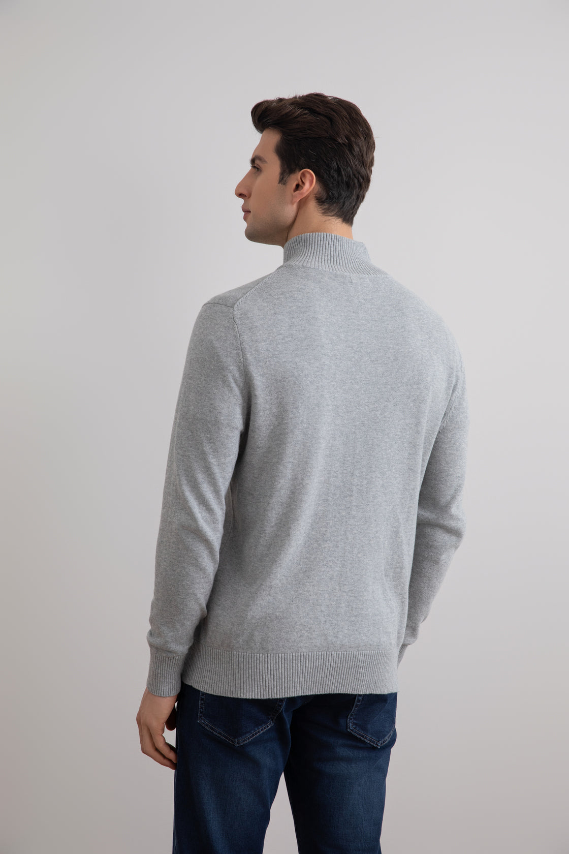 Cardigan classico con zip grigio mélange
