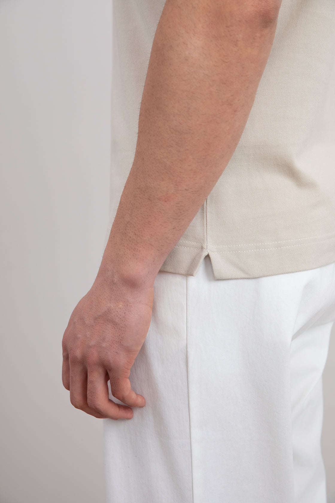 Polo in cotone e piqué beige