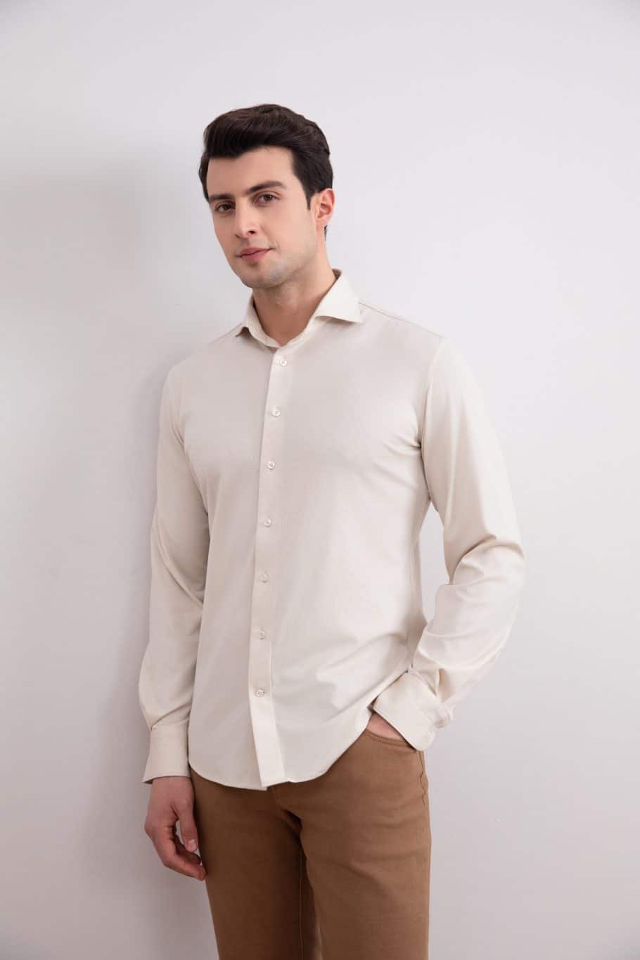 Camicia comfort beige