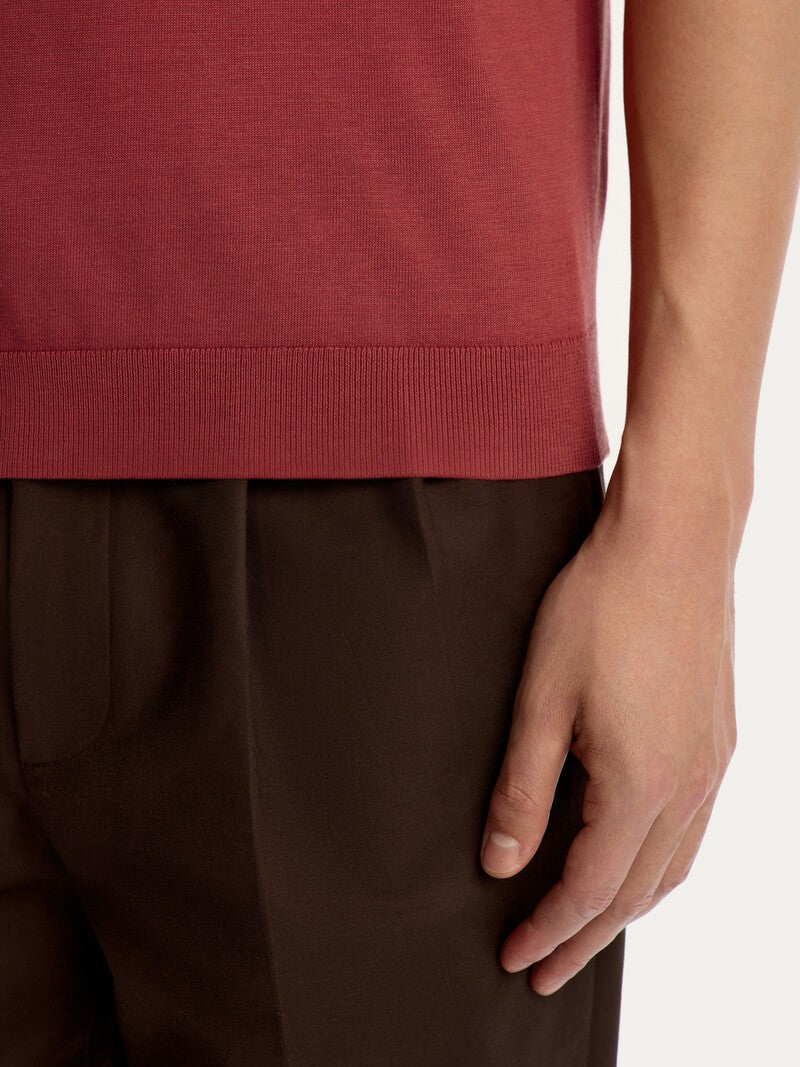 Maglia polo in seta e cotone Terracotta