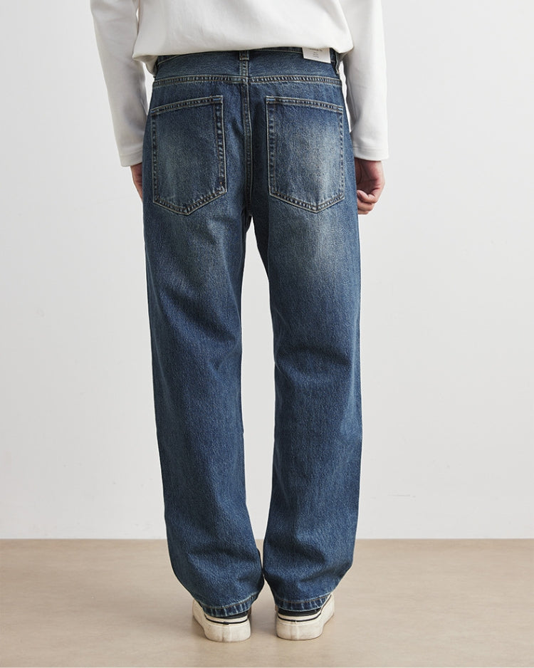 Jeans a gamba larga con lavaggio vintage