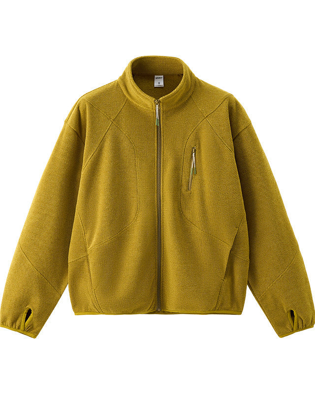 Maglione con cerniera con colletto in piedi riscaldato a nido d'ape