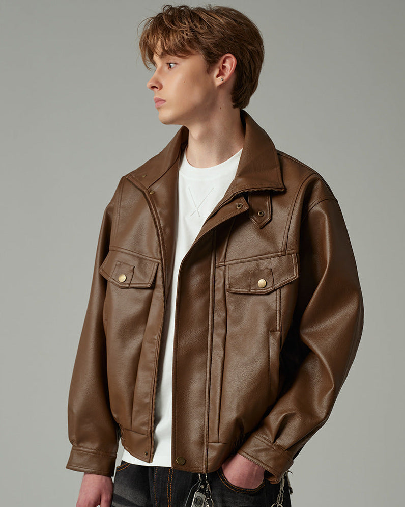 Giacca bomber in pelle strutturata Ravenwood