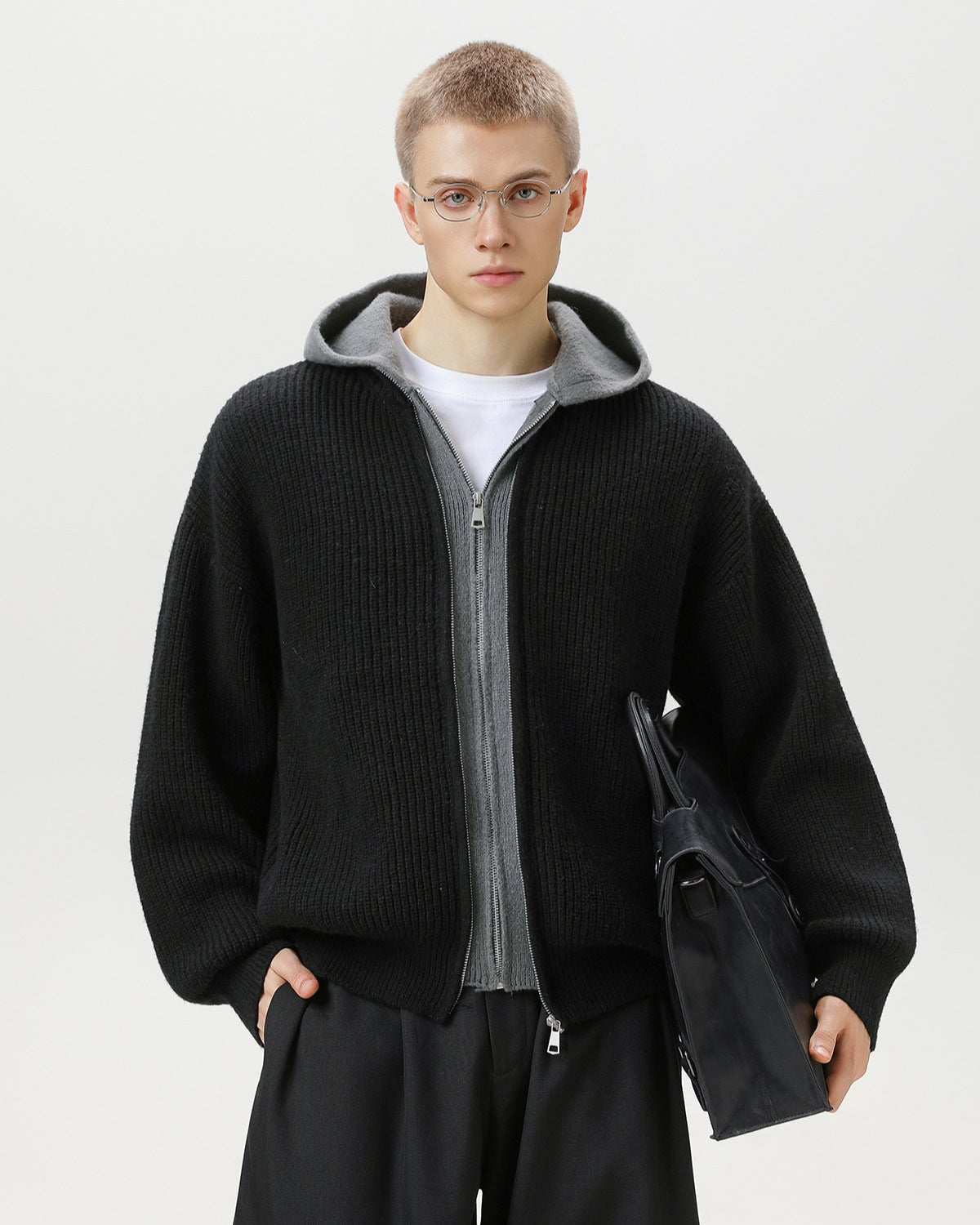 Giacca con cappuccio Blended Zip Knit